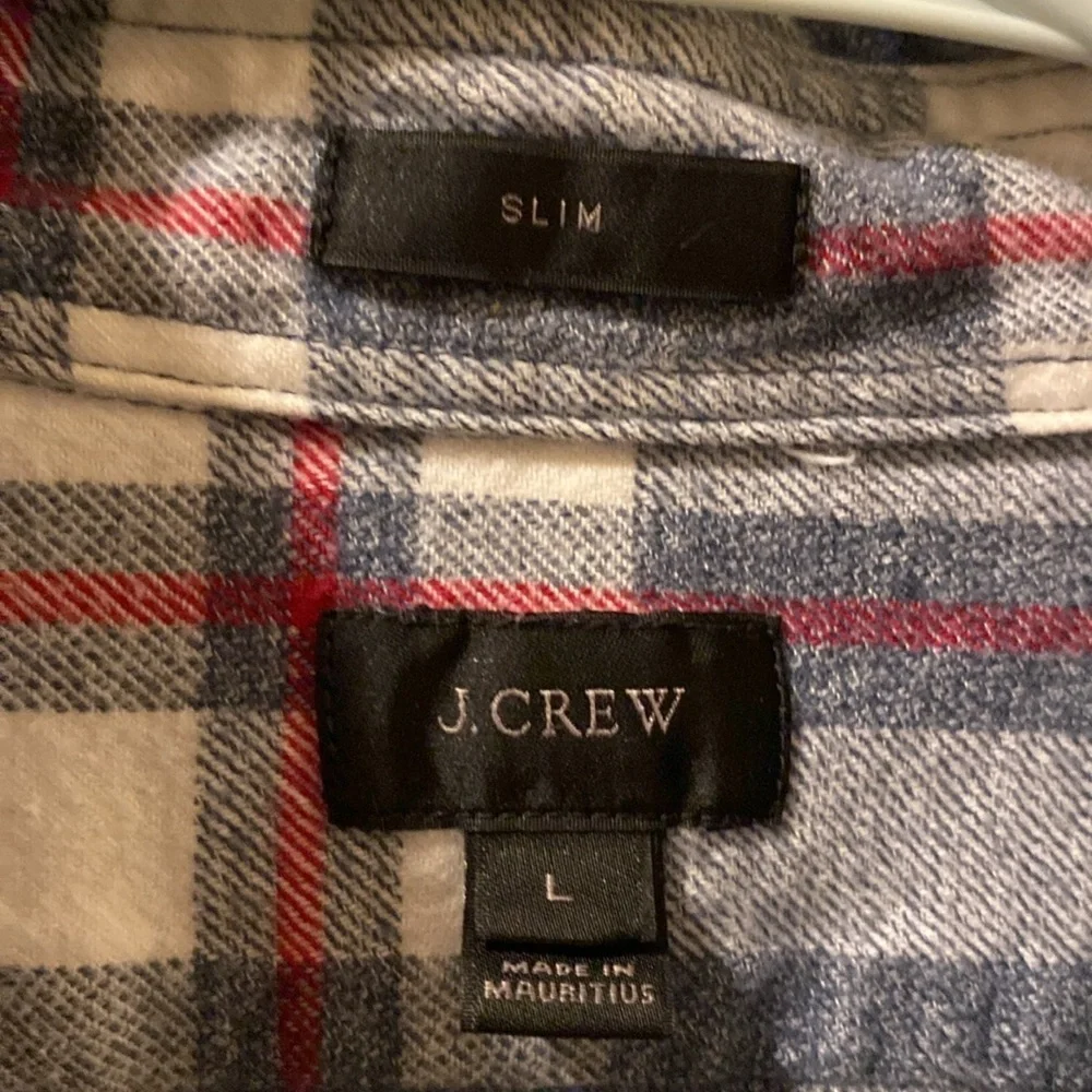 J. Crew mens large plaid flannel button down - blue/red- great condition